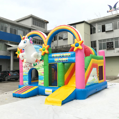 Disesuaikan PVC Unicorn Inflatable Jumping Bouncer House Bounce Park Untuk Aktivitas