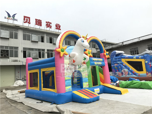 Disesuaikan PVC Unicorn Inflatable Jumping Bouncer House Bounce Park Untuk Aktivitas