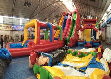 Slide tiup komersial luar ruangan, tiga jalur Inflatable Slide untuk anak-anak dan orang dewasa
