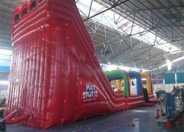 Slide tiup komersial luar ruangan, tiga jalur Inflatable Slide untuk anak-anak dan orang dewasa