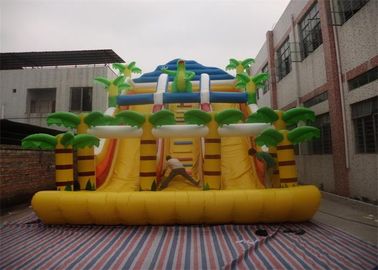 Kuning Slide Inflatable Komersial, Slide Tangga Tiup Dengan Dua Cara Slide