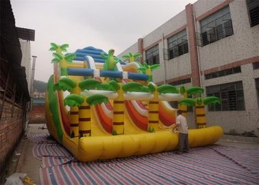 Kuning Slide Inflatable Komersial, Slide Tangga Tiup Dengan Dua Cara Slide