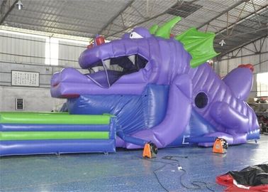 Ukuran Disesuaikan Slide Inflatable Komersial, 18ft Inflatable Dinosaur Slide Untuk Anak-Anak