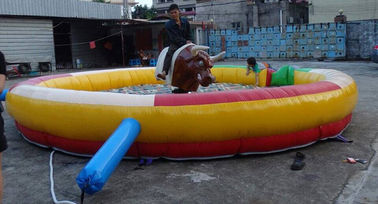 Cool Inflatable Sports Games, PVC Bahan Inflatable Mat dengan Mechanical Bull