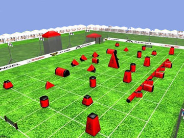 Permainan Olahraga Tiup Komersial, PVC Tarpaulin Inflatable Paintball Field untuk Outdoor