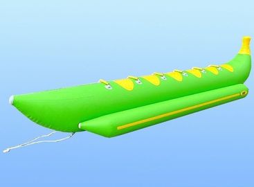 Hijau 0.9mm PVC Dewasa Inflatable Towable Banana Boat Dengan 6 Kursi