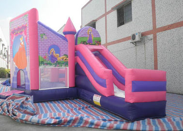 Anak-Anak 3 In 1 Combo Bounce House, Pink Princess Bouncy Castle Dengan Slide