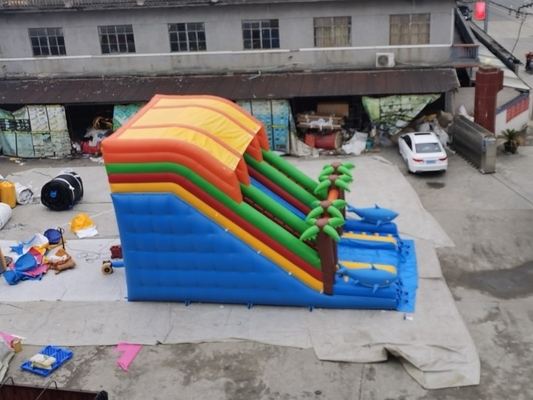 0.55mm PVC Komersial Inflatable Palm Tree Water Slide EN14960 Standar