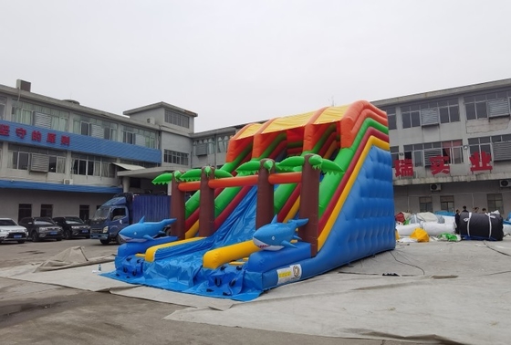 0.55mm PVC Komersial Inflatable Palm Tree Water Slide EN14960 Standar