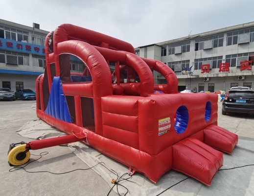 0.55mm PVC Inflatable Rintangan Kursus Anak-anak Menjalankan Bouncer Silde 10mL * 5mW * 4mH
