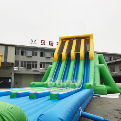 Ukuran Kustom 0.55mm Plato Inflatable Four Lane Water Slide