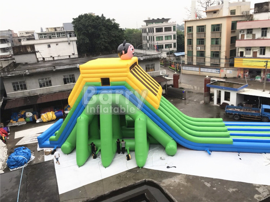 Ukuran Kustom 0.55mm Plato Inflatable Four Lane Water Slide