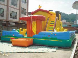 Pvc Tarpaulin Amusement Inflatable Bouncy Castle Park Untuk Outdoor EN14960