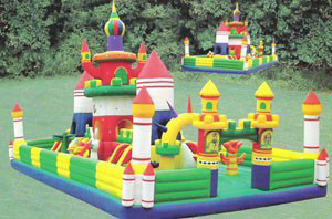 Kursus Rintangan Taman Hiburan Tiup Tripple Stitch Bouncing Castle