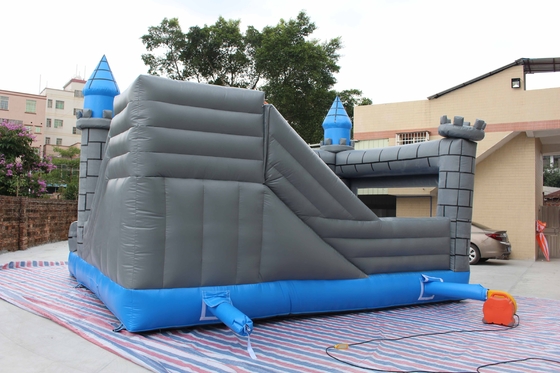 0.55mm PVC Dragon Kartun Inflatable Jump House Warna Biru Abu-abu Hijau
