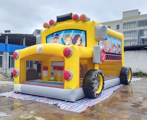 Bus Sekolah Inflatable Bouncer Jumping House 7mL * 5mW * 4mH
