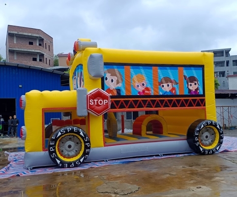 Bus Sekolah Inflatable Bouncer Jumping House 7mL * 5mW * 4mH
