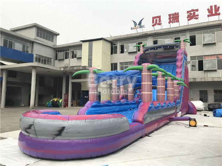 Purple Adult Kids Inflatable Water Slides Dengan Kolam Renang, Slip n Slide