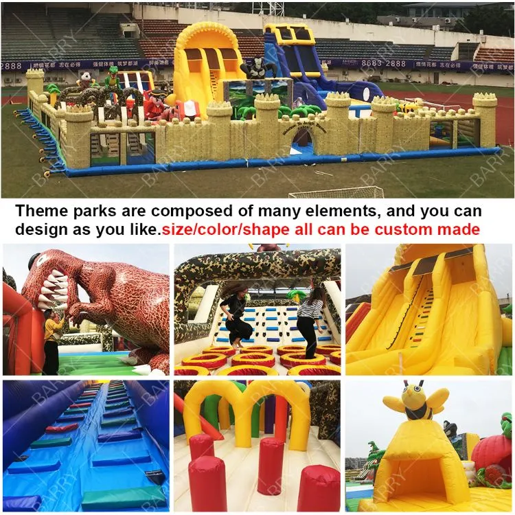 Taman Permainan Luar Ruangan Komersial Bounce House Taman Tema Inflatable Untuk Dewasa Anak-anak 2