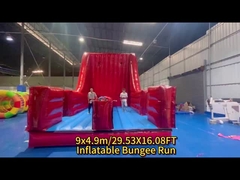Party Inflatables Indoor dan Outdoor Bounce Game Bungee Run Merah Bersenang-senang Dengan 2 Lintasan Ini
