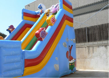 Anak-anak Slide Ganda Blue Print Commercial Inflatable Slide PVC Waterproof
