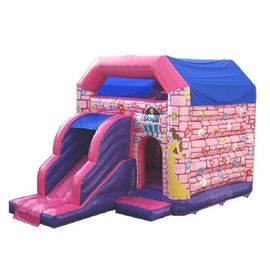 Merah muda Putri Tahan Air Combo Bounce House Dengan Slide Tunggal
