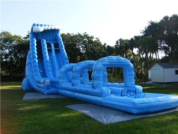 Raksasa Dewasa Blue Long Double Inflatable Slip Dan Slide Dengan Kolam Renang