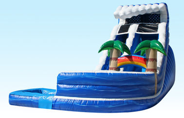 PVC Blue Jungle Monster Inflatable Wave Slide Dengan Kolam Renang, 25L x 15W x 18H