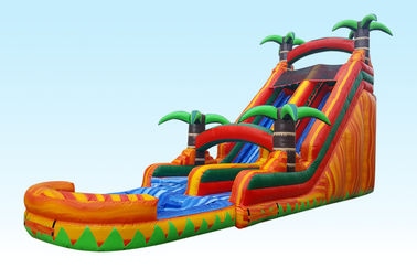 Barry PVC Bahan Inflatable Water Slides 22FT Tropical Paradise Dengan Silk Printing
