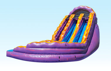 Ungu Dan Orange Inflatable Curvy Water Slide Jalur Ganda 0.55MM PVC Materila Slide