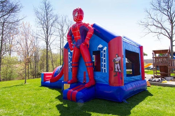 Outdoor Spiderman Adventure Inflatable Combo Rumah Bouncing Superhero Dengan Seluncuran