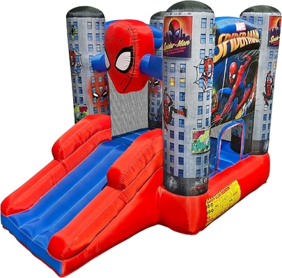 0.55mm PVC Outdoor Bouncer Marvel Spider Man Kids Bounce House Dengan Slide