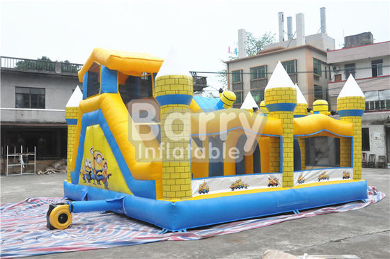 Anak-anak di luar ruangan Pelayan Inflatable Bouncy Castle Dengan Slide 0.55MM PVC Tarpaulin