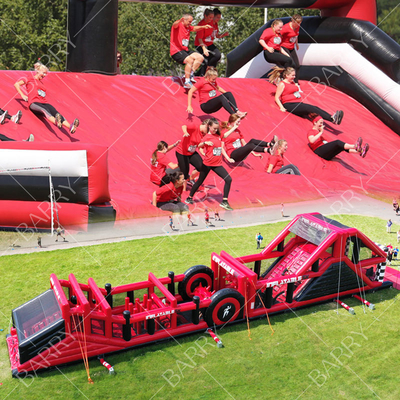 Penggunaan Komersial PVC Inflatable 5K Run Obstacle Course Dengan Daya Tahan Api Dan Kit Perbaikan