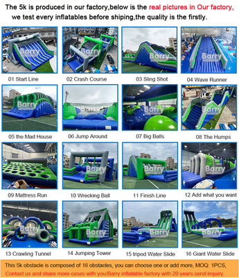 Kelas komersial Insane Inflatable 5k Inflatable Obstacle Course Extreme Game Start Line Untuk Event Team Building