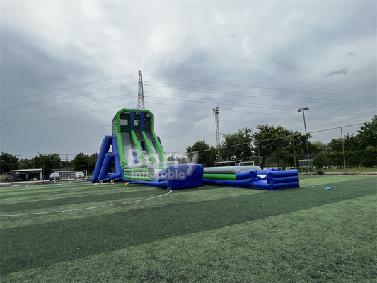 Custom Kid Party Game Tinggi 36x14x13m Tripod Giant Water Slide Untuk Acara Besar 5km Inflatable Obstacle Course