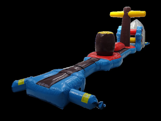 12M Shark Pirate Personalize Pool Peril Inflatable Obstacle Course Untuk Menyenangkan Air di Pantai Dan Kolam Renang
