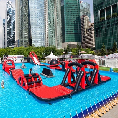 Pengelasan Seam Penghalang Air Inflatable Raksasa Floating Water Park Pada Frame Pool