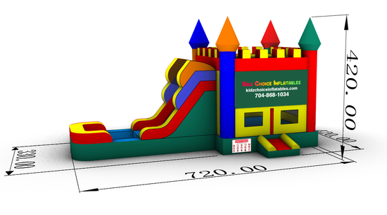 Komersial Kelas PVC Anak Custom Logo basah atau kering Kastil Bounce House Dengan Slide Jenis Mainan Hiburan
