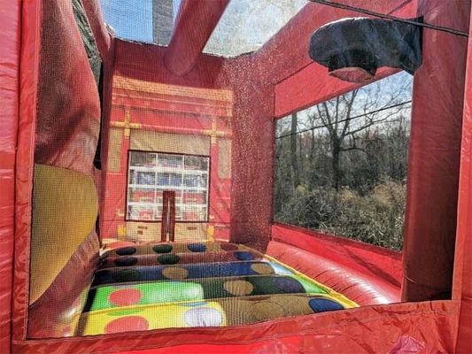 OEM ODM 3 In 1 Stasiun Kebakaran Bounce House Dengan Kolam Kolam Bouncy Jumper Castle Water Slide Hambatan Untuk Anak-anak