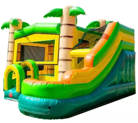 Home Use Inflatable Jungle Bounce House Dengan Slide Palm Tree Inflatable Bouncer