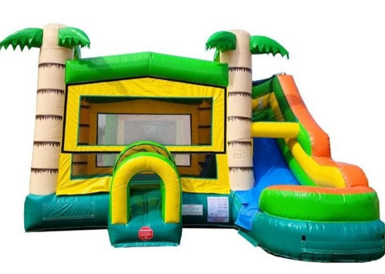 Home Use Inflatable Jungle Bounce House Dengan Slide Palm Tree Inflatable Bouncer