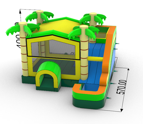 Home Use Inflatable Jungle Bounce House Dengan Slide Palm Tree Inflatable Bouncer