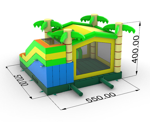 Home Use Inflatable Jungle Bounce House Dengan Slide Palm Tree Inflatable Bouncer