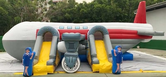 Custom Logo Cetak Pesawat Bounce House Combo Unit Dengan Slide Repair Kit Termasuk