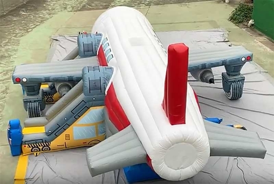 Custom Logo Cetak Pesawat Bounce House Combo Unit Dengan Slide Repair Kit Termasuk