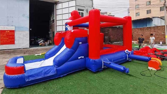 Indoor / Outdoor Spiderman Bounce House dengan Slide untuk pesta anak bertema