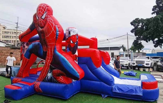 Indoor / Outdoor Spiderman Bounce House dengan Slide untuk pesta anak bertema