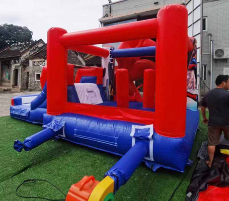 Indoor / Outdoor Spiderman Bounce House dengan Slide untuk pesta anak bertema