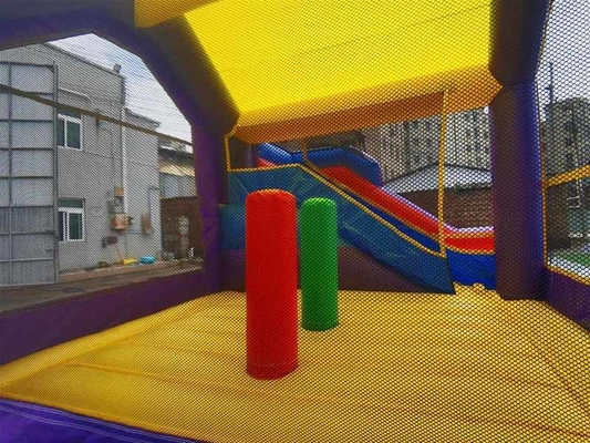 Rumah Bounce Anak Disesuaikan Dengan Slide & Basket Hoop Combo